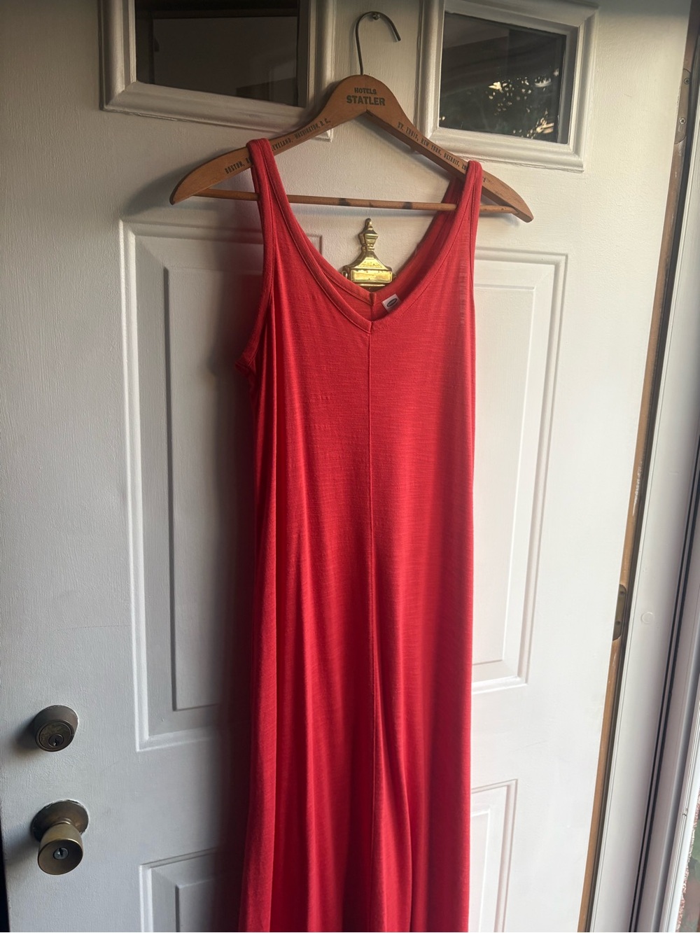 Old Navy Women’s S Red Orange Coral V-Neck Center Seam A-Line Maxi Dress